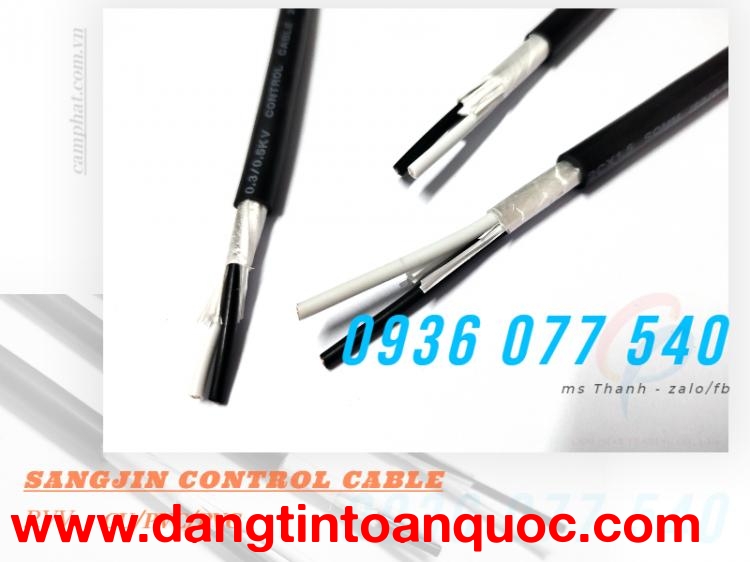 Cáp Sangjin 2C x 0.5 MM2 - Cáp điều khiển Sang jin  2x0.5 mm2 không chống nhiễu lõi đồng Cu/PVC/PVC