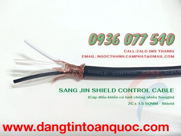 Cáp điều khiển 2 x 1.5 mm2 - cáp Sang Jin có lưới chống nhiễu RVVP