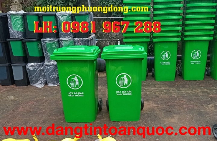 thùng rác nhựa 240 lít màu xanh tại Hà Nội