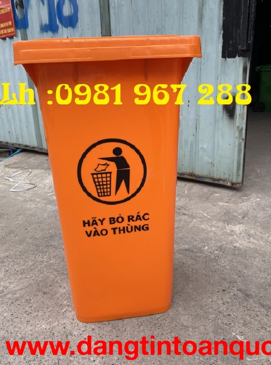 Thùng rác nhựa công nghiệp 240L màu  cam