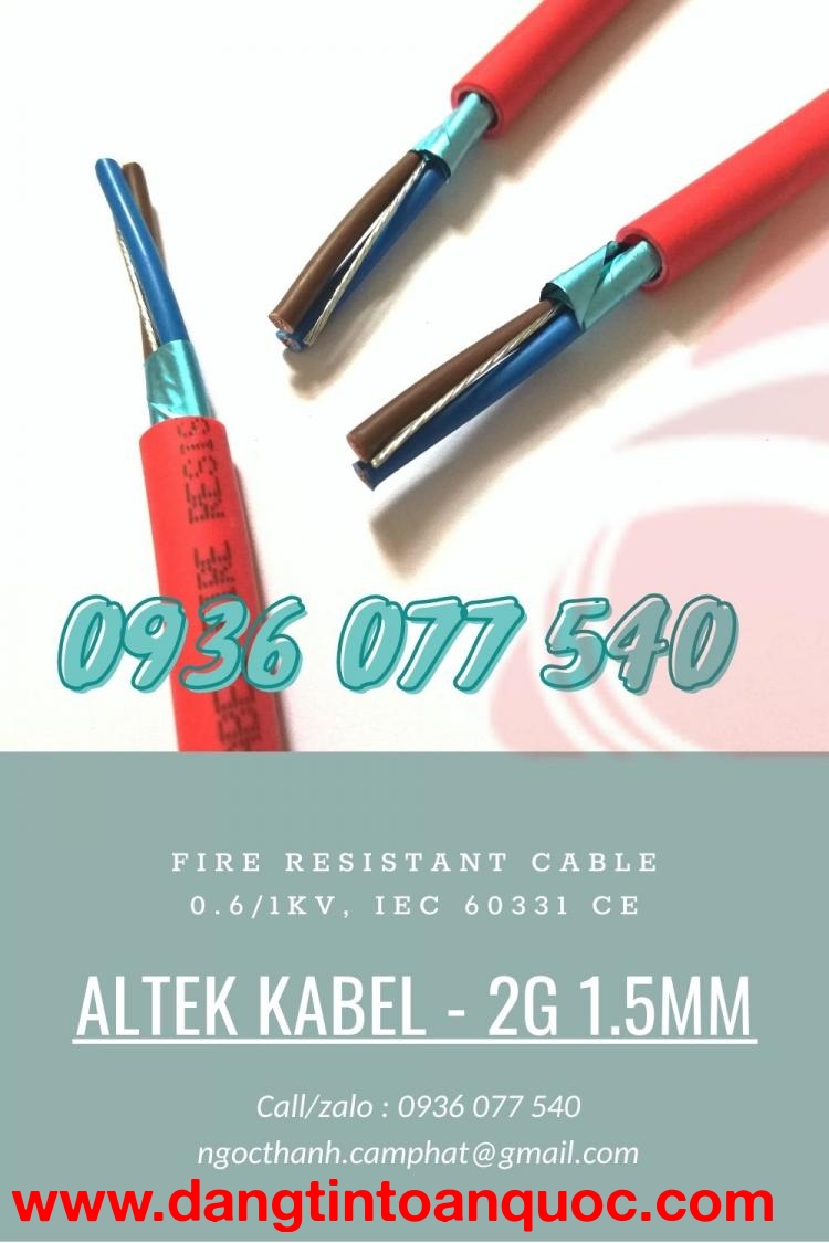Cáp tín hiệu chống cháy 2x1.5 mm2 - Altek Kabel Fire resistant cable