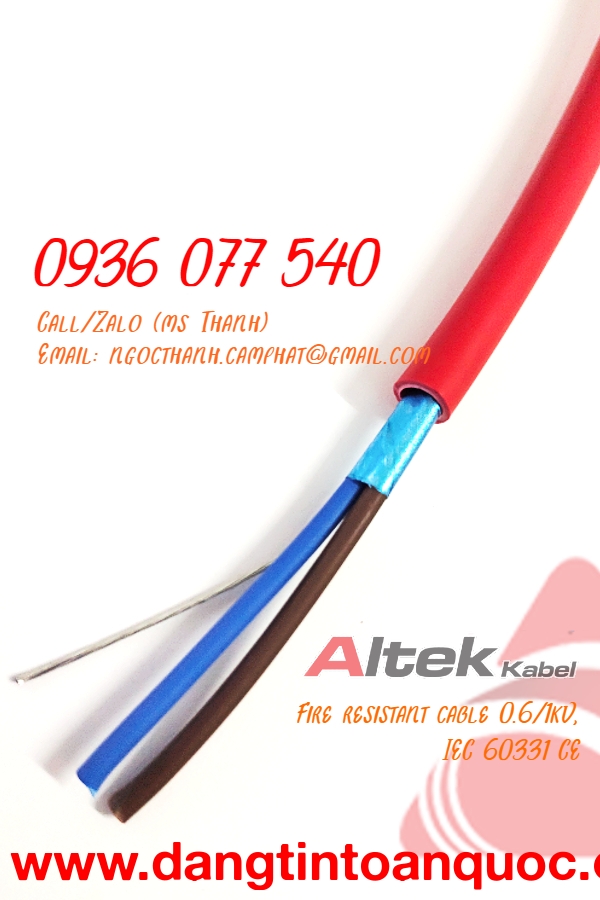 Cáp chống cháy 2 x 1.5 mm2 Altek Kabel - Fire resistant cable - LSZH