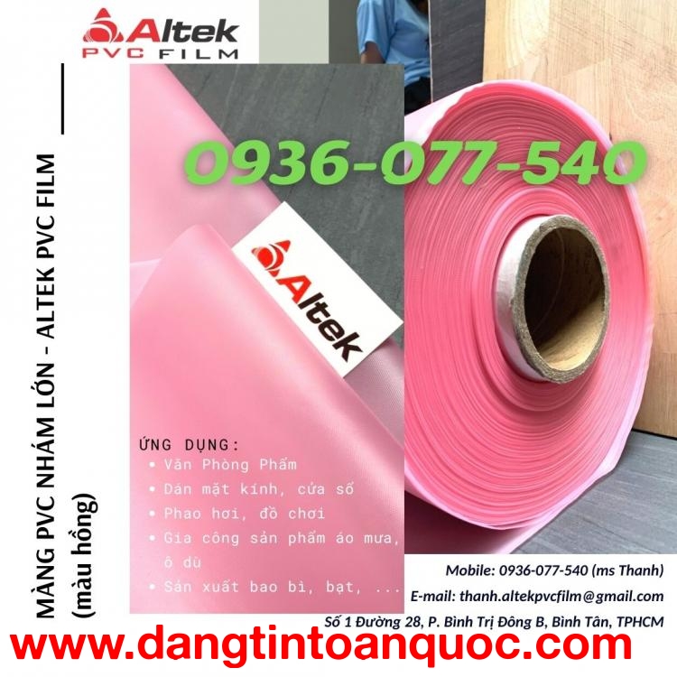 Màng nhựa PVC nhám lớn - màu hồng - Altek PVC Film