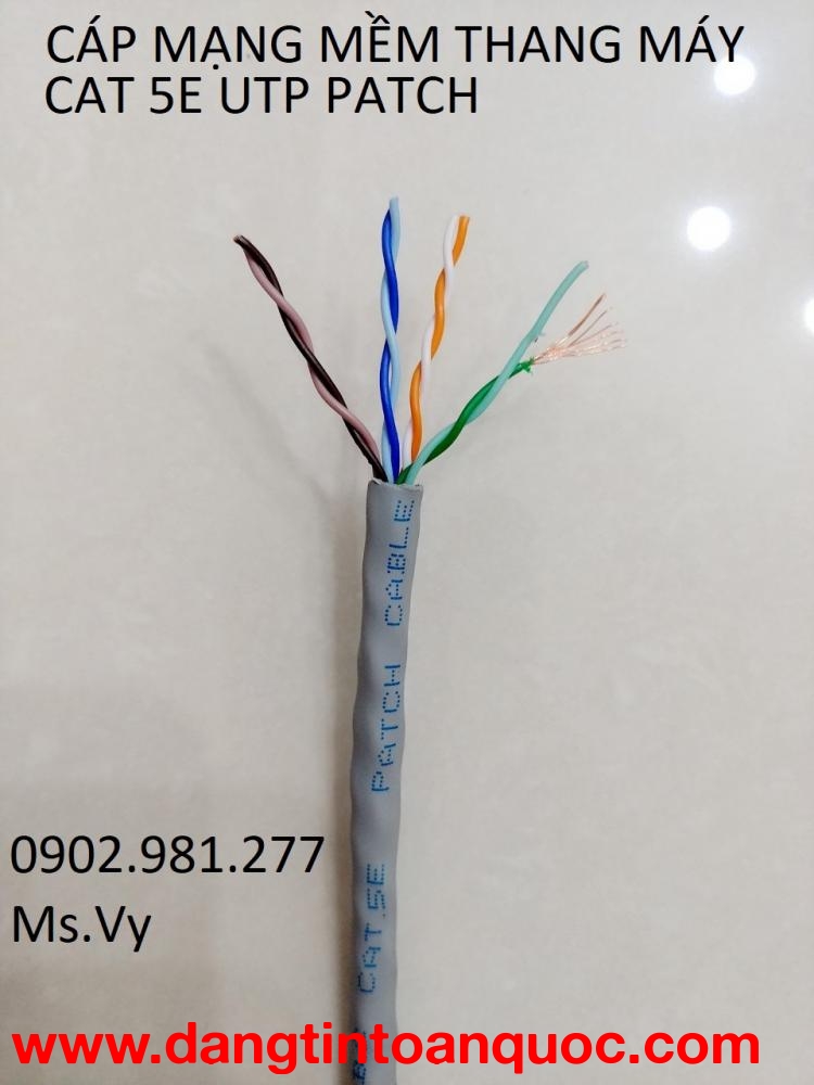 Cáp mạng mềm thang máy Hosiwell Cat.5e UTP 4 Pair x 24AWG Patch Cable Horizontal Cable 