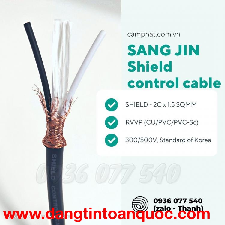 Cáp điều khiển Sangjin 2C x 1.5 MM2 - RVVP SHIELD
