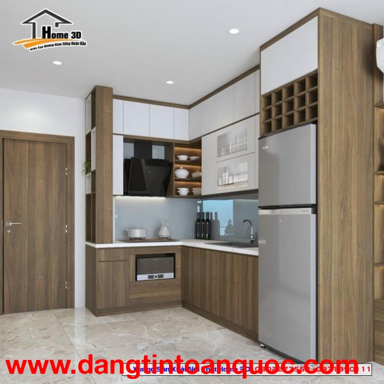 Xưởng nội thất chuyên sản xuất tủ bếp gỗ công nghiệp cánh laminate bền đẹp Tại Mê Linh