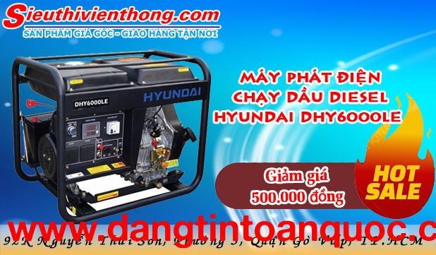Máy phát điện chạy dầu Diesel Hyundai DHY6000LE 