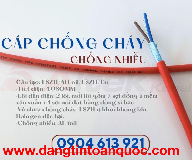 Cáp tín hiệu chống cháy chống nhiễu 2x1.0mm Altek kabel Đà Nẵng, HN, HCM 