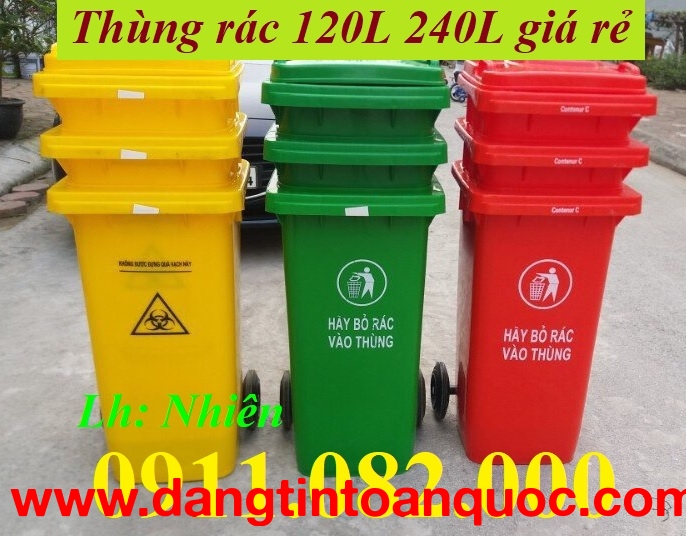 Nơi bán thùng rác 120l 240l màu xanh giá rẻ tại vĩnh long- thùng rác gia đình, công cộng- lh 0911082