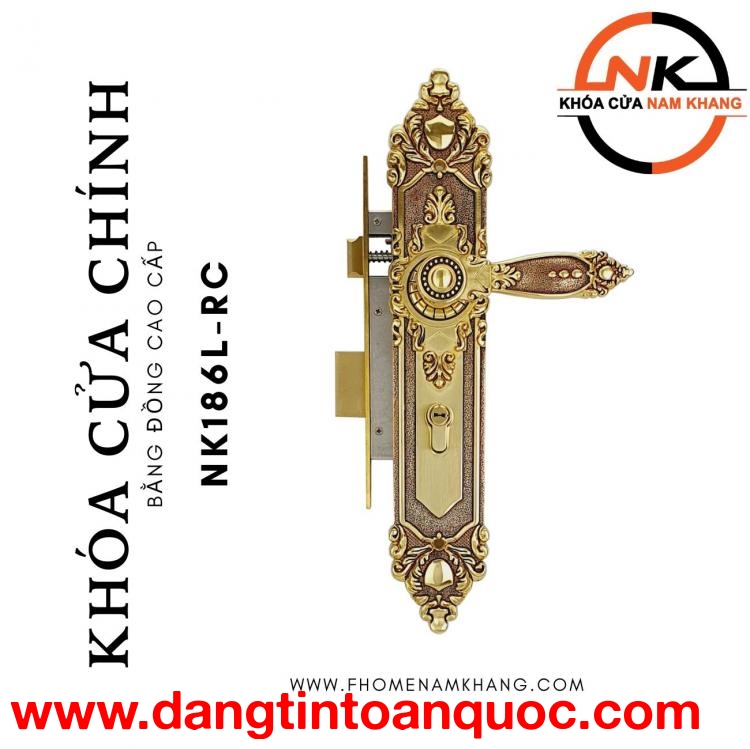 Khóa cửa chính cổ điển bằng đồng cao cấp NK186L-RC | F-Home NamKhang