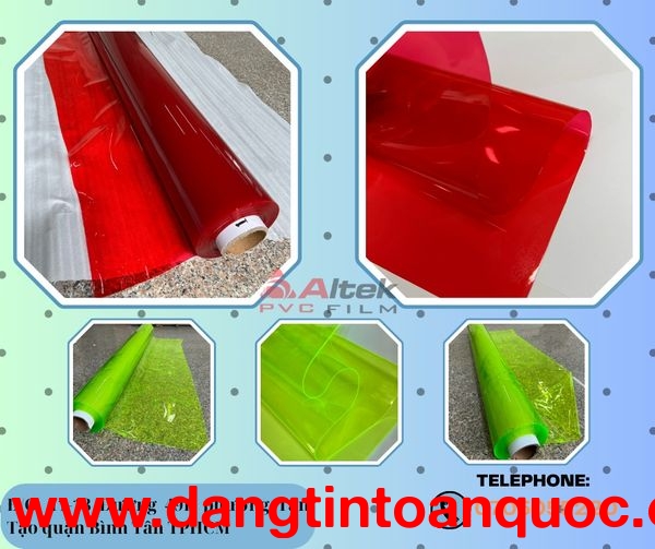 Màng nhựa PVC trong màu dạ quang & màu đỏ chất lượng