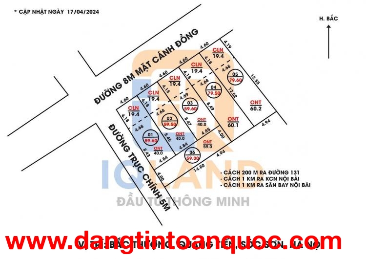 Bán đất bìa làng 8m tại Bắc Thượng-Quang Tiến-SS giá chỉ nhú 1 tỷ được 60m bao sang tên ngay