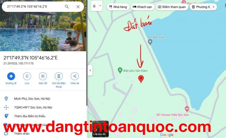Chính chủ cần bán 1000m2 đất Thái Lai, Minh Trí,view 2 mặt hồ Ban Tiện gần biệt phủ Vân Đàm, sân gol